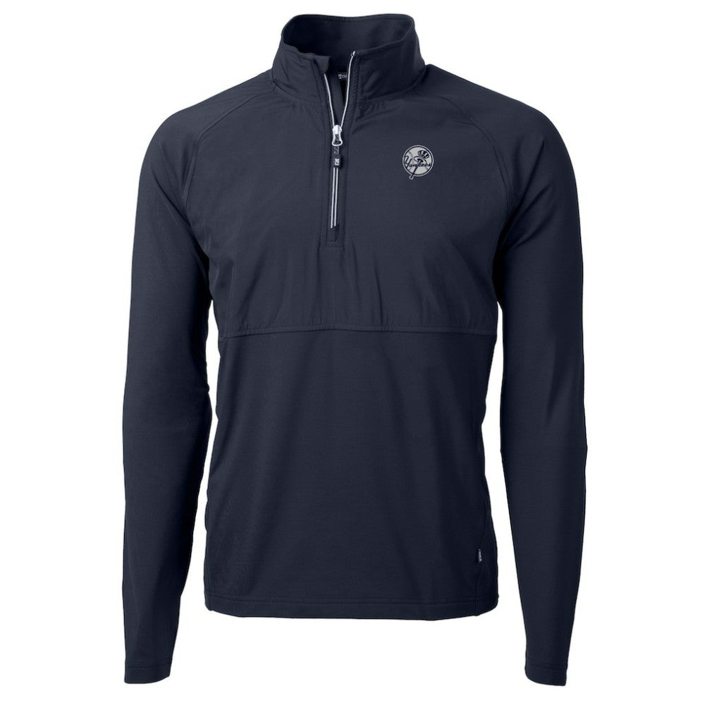 New York Yankees Cutter & Buck Adapt Eco Hybrid Raglan DryTec Quarter-Zip Jacket - MLB