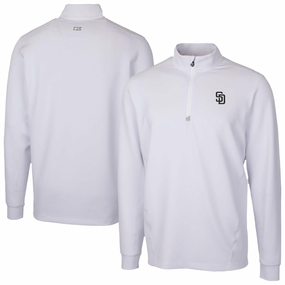 San Diego Padres Cutter & Buck Traverse Eco Tri-Blend DryTec Quarter-Zip Jacket - MLB