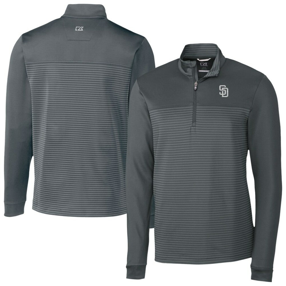 San Diego Padres Cutter & Buck Traverse Eco Stripe Tri-Blend DryTec Quarter-Zip Jacket - MLB