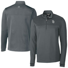 San Diego Padres Cutter & Buck Traverse Eco Stripe Tri-Blend DryTec Quarter-Zip Jacket - MLB