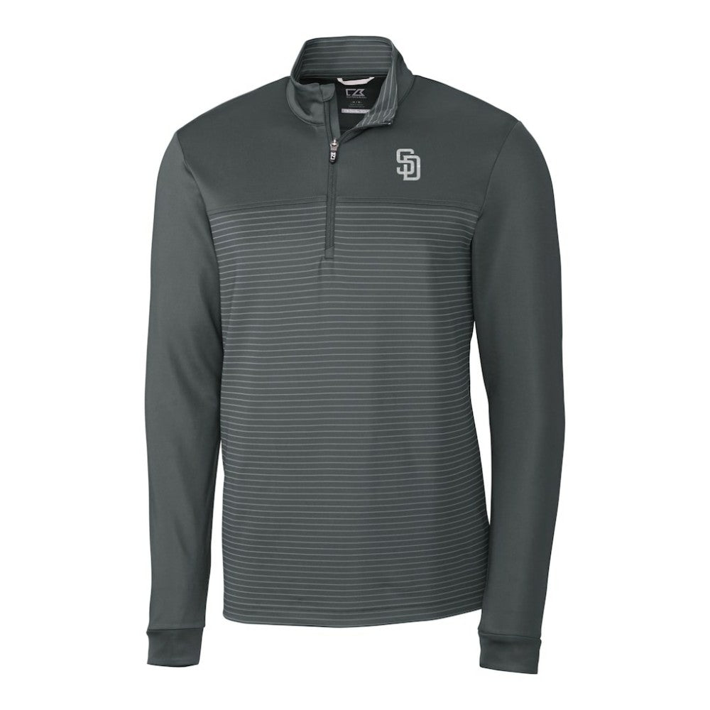 San Diego Padres Cutter & Buck Traverse Eco Stripe Tri-Blend DryTec Quarter-Zip Jacket - MLB