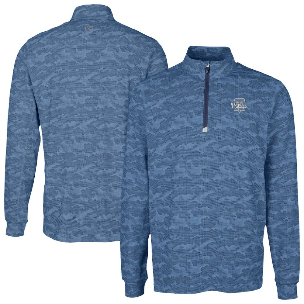 Philadelphia Phillies Cutter & Buck Traverse Eco Camo Tri-Blend DryTec Quarter-Zip Top - MLB