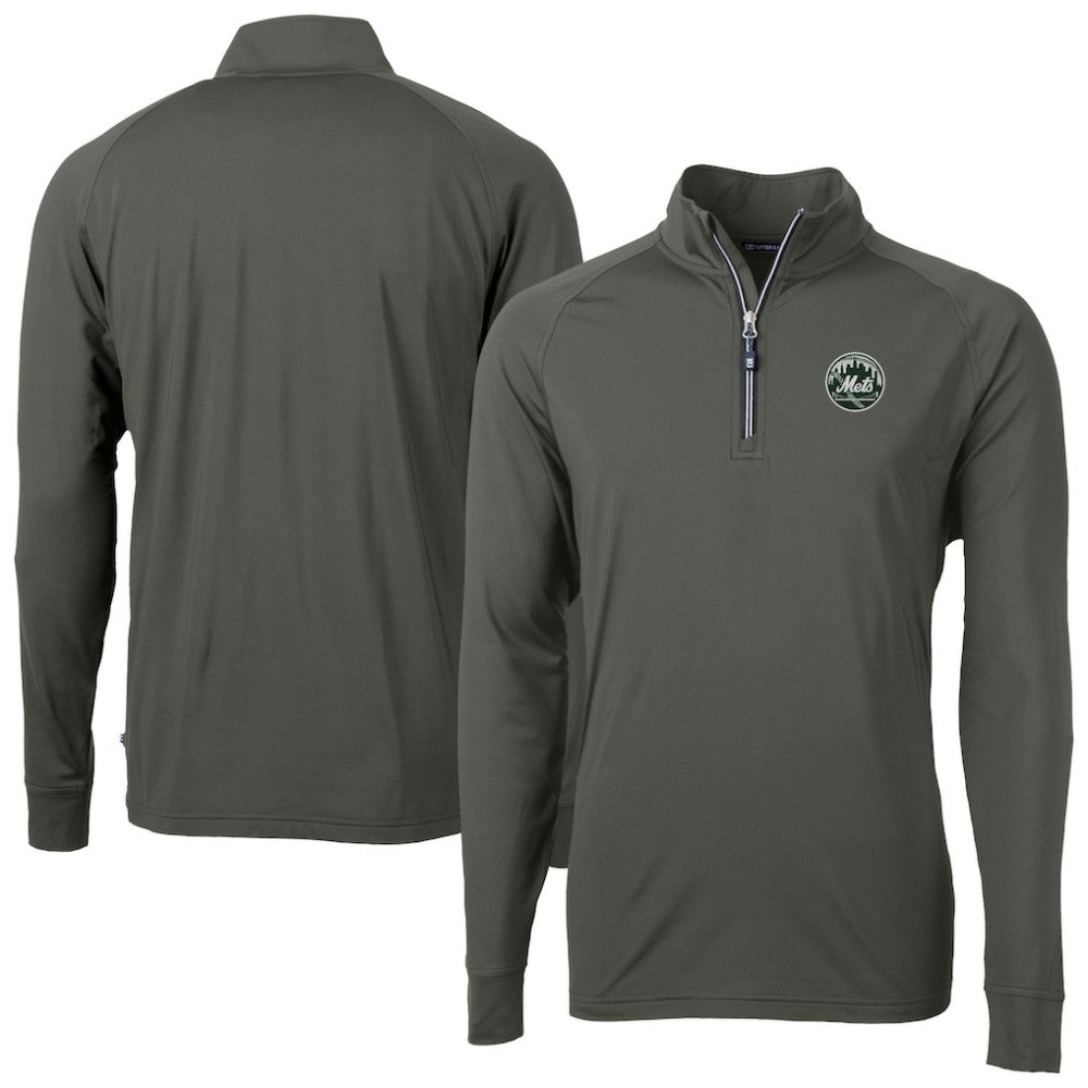 New York Mets Cutter & Buck Adapt Eco Raglan Quarter-Zip Jacket - MLB