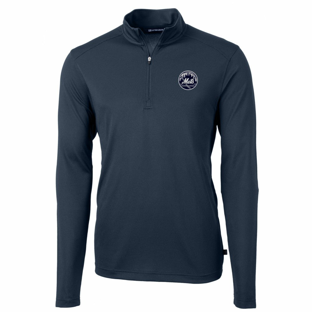 New York Mets Cutter & Buck Virtue Eco Pique Quarter-Zip Jacket - MLB