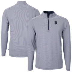 Minnesota Twins Cutter & Buck Virtue Eco Pique Micro Stripe Quarter-Zip Jacket - MLB