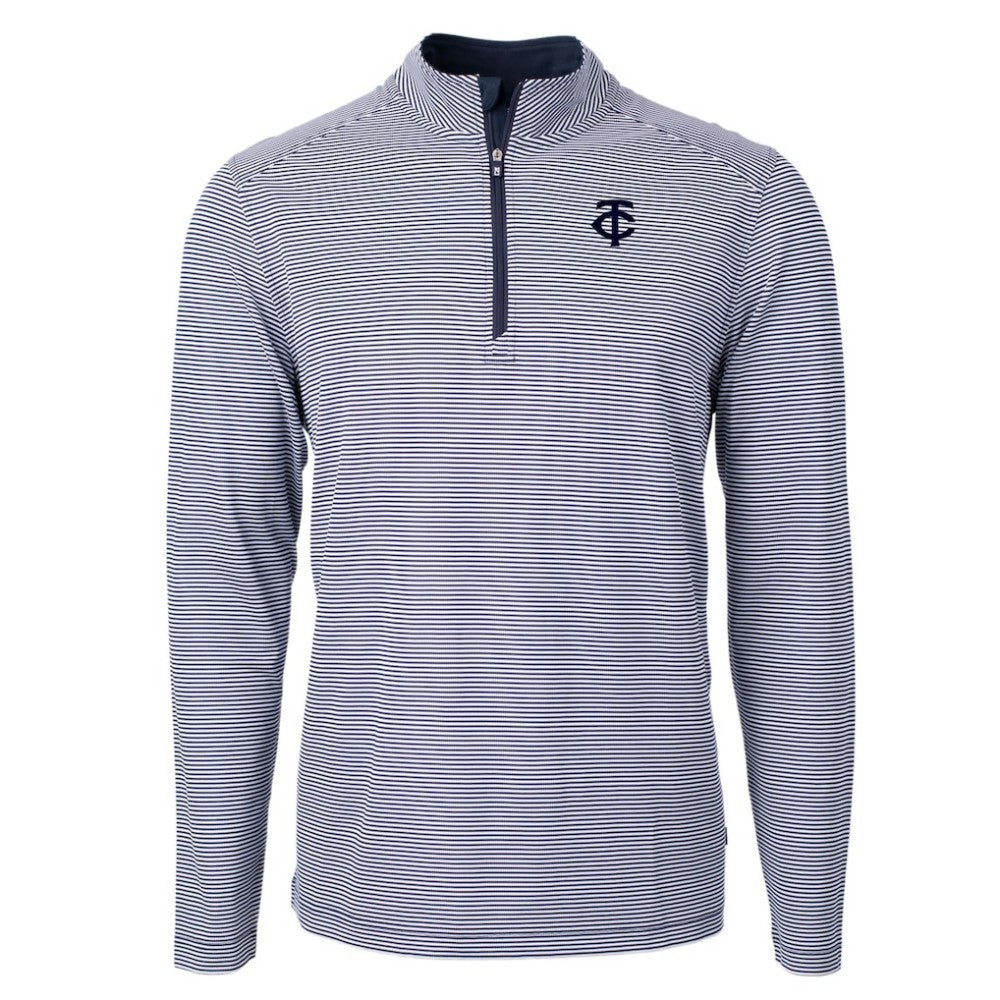 Minnesota Twins Cutter & Buck Virtue Eco Pique Micro Stripe Quarter-Zip Jacket - MLB