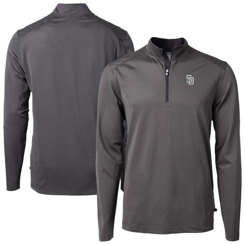 San Diego Padres Cutter & Buck Virtue Eco Pique Micro Stripe Quarter-Zip Jacket - MLB