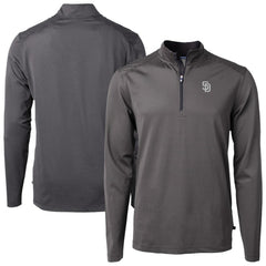 San Diego Padres Cutter & Buck Virtue Eco Pique Micro Stripe Quarter-Zip Jacket - MLB