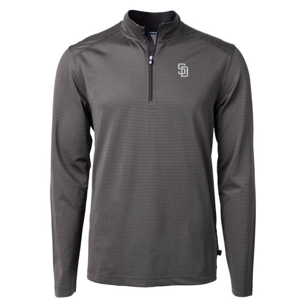 San Diego Padres Cutter & Buck Virtue Eco Pique Micro Stripe Quarter-Zip Jacket - MLB