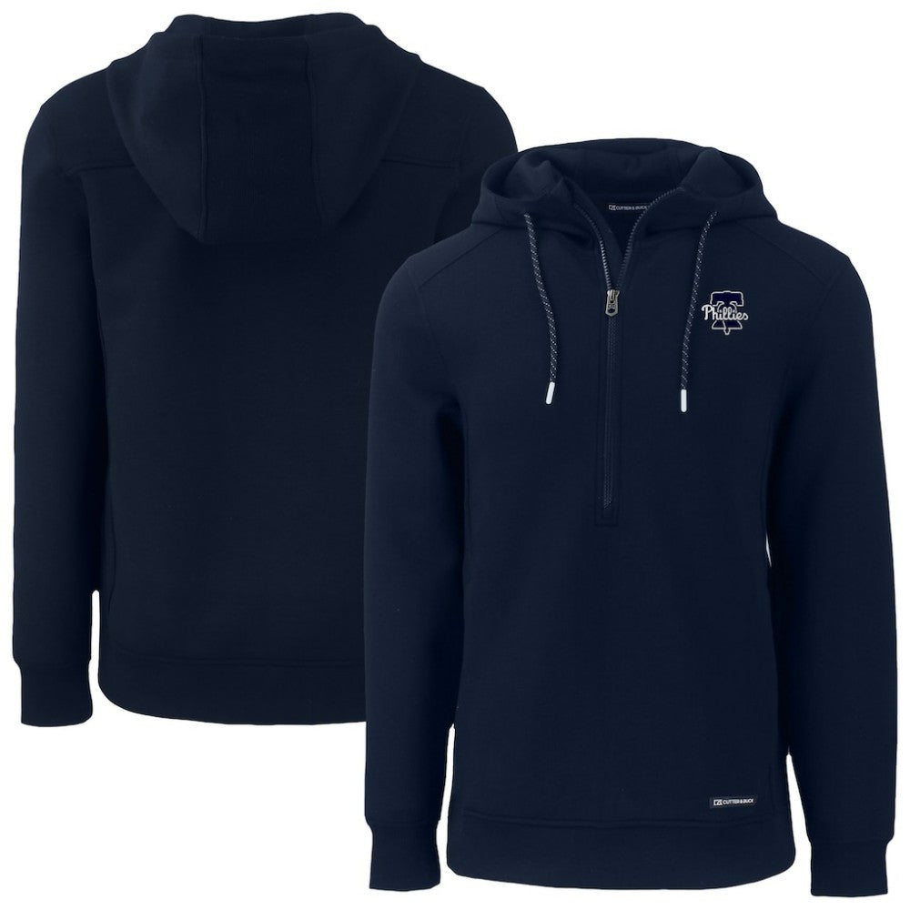 Philadelphia Phillies Cutter & Buck Roam Eco Recycled Tri-Blend Half-Zip Hoodie - MLB