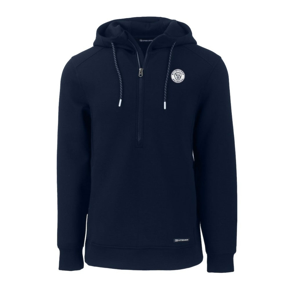 Milwaukee Brewers Cutter & Buck Roam Eco Recycled Tri-Blend Half-Zip Hoodie - MLB