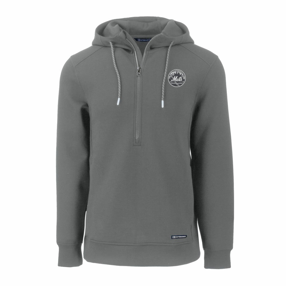 New York Mets Cutter & Buck Roam Eco Recycled Tri-Blend Half-Zip Hoodie - MLB