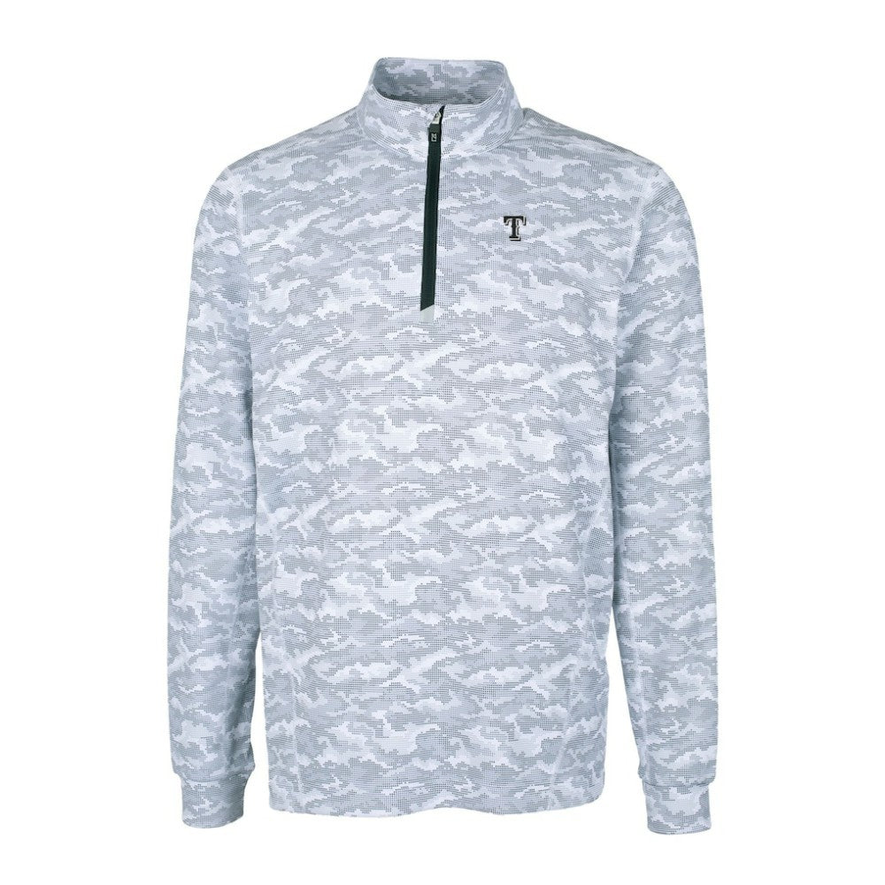 Texas Rangers Cutter & Buck Traverse Eco Camo Tri-Blend DryTec Quarter-Zip Top - MLB