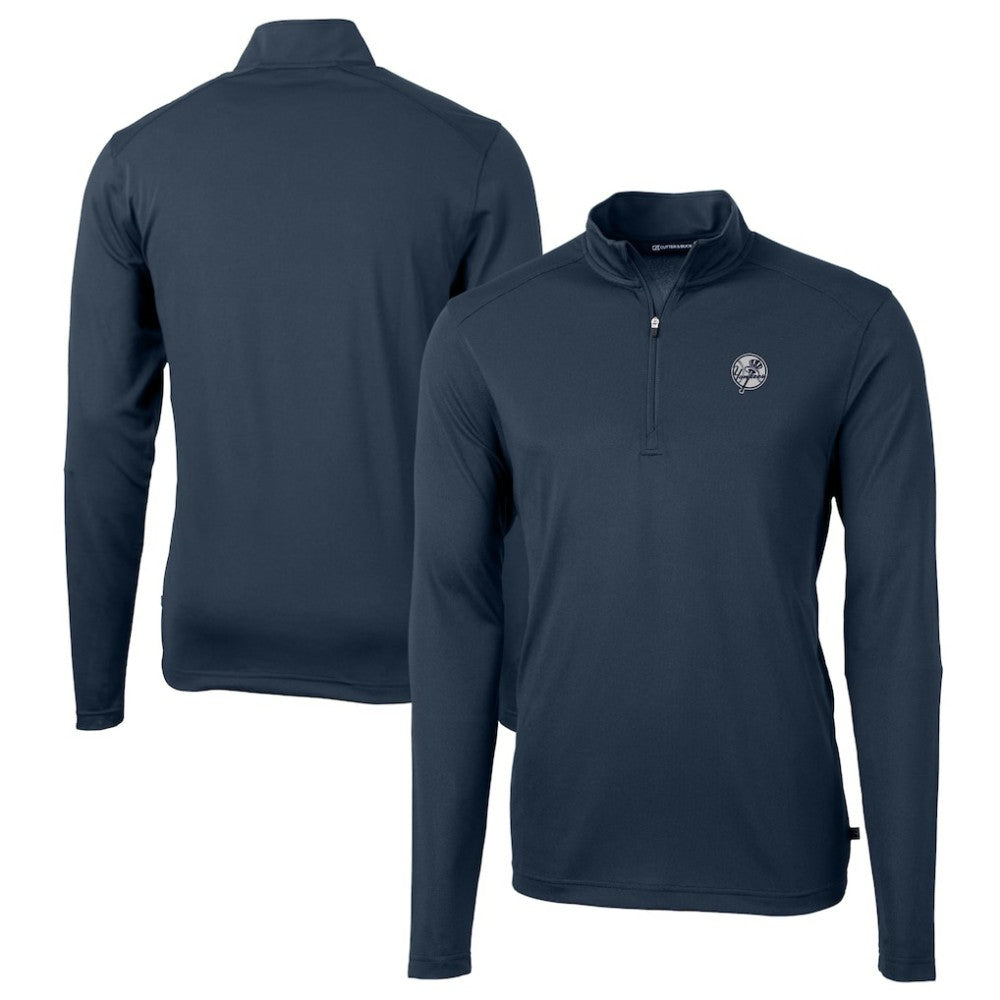 New York Yankees Cutter & Buck Big & Tall Virtue Eco Pique Quarter-Zip Jacket - MLB