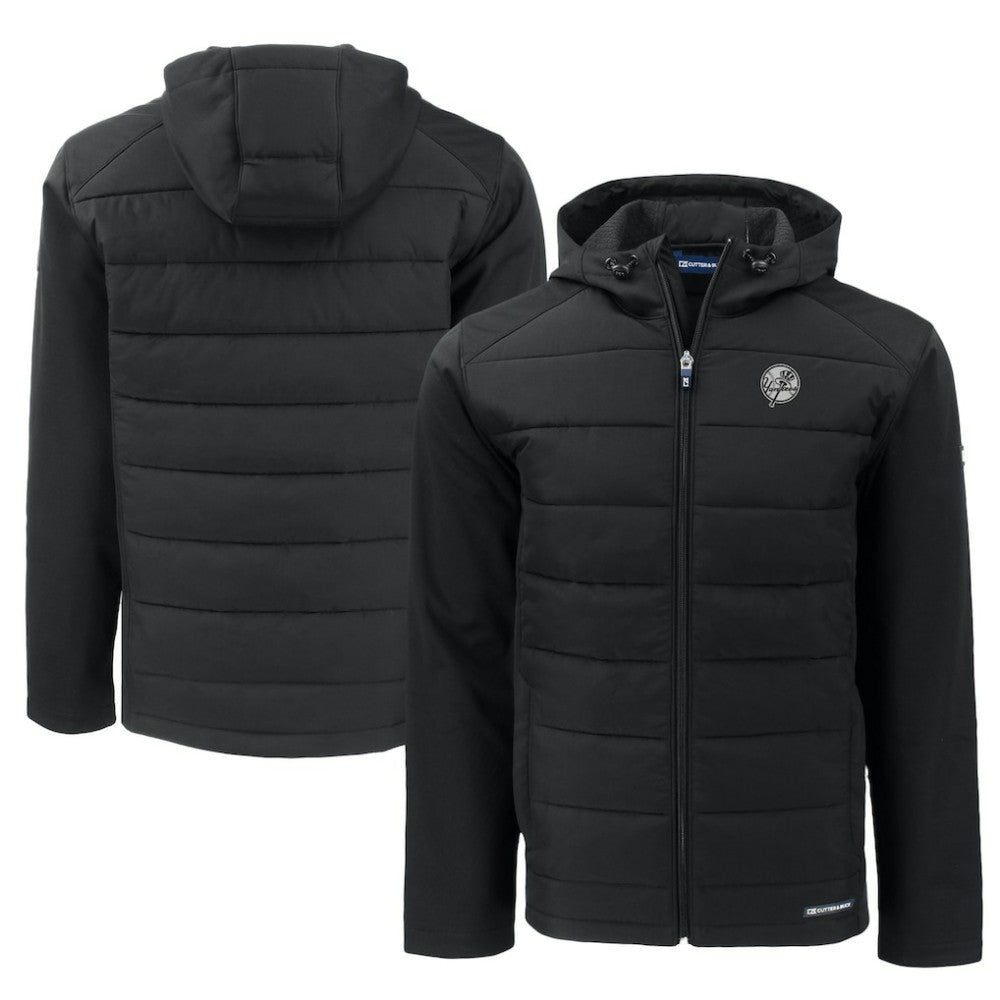 New York Yankees Cutter & Buck Big & Tall Evoke Hybrid Eco Softshell Recycled Full-Zip Hooded PrimaLoft Jacket - MLB