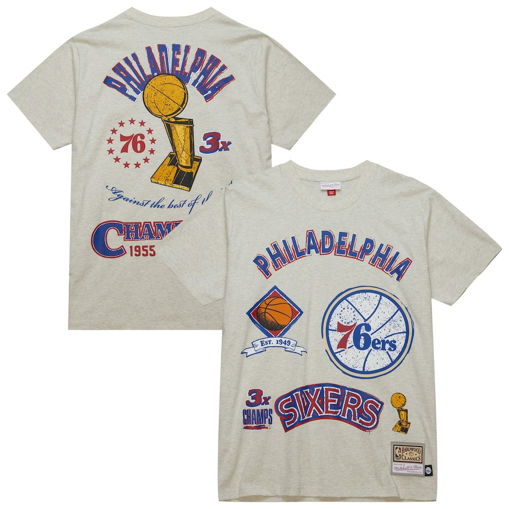Philadelphia 76ers Hardwood Classics Legacy Defined Retro Championship T-Shirt Oatmeal - NBA