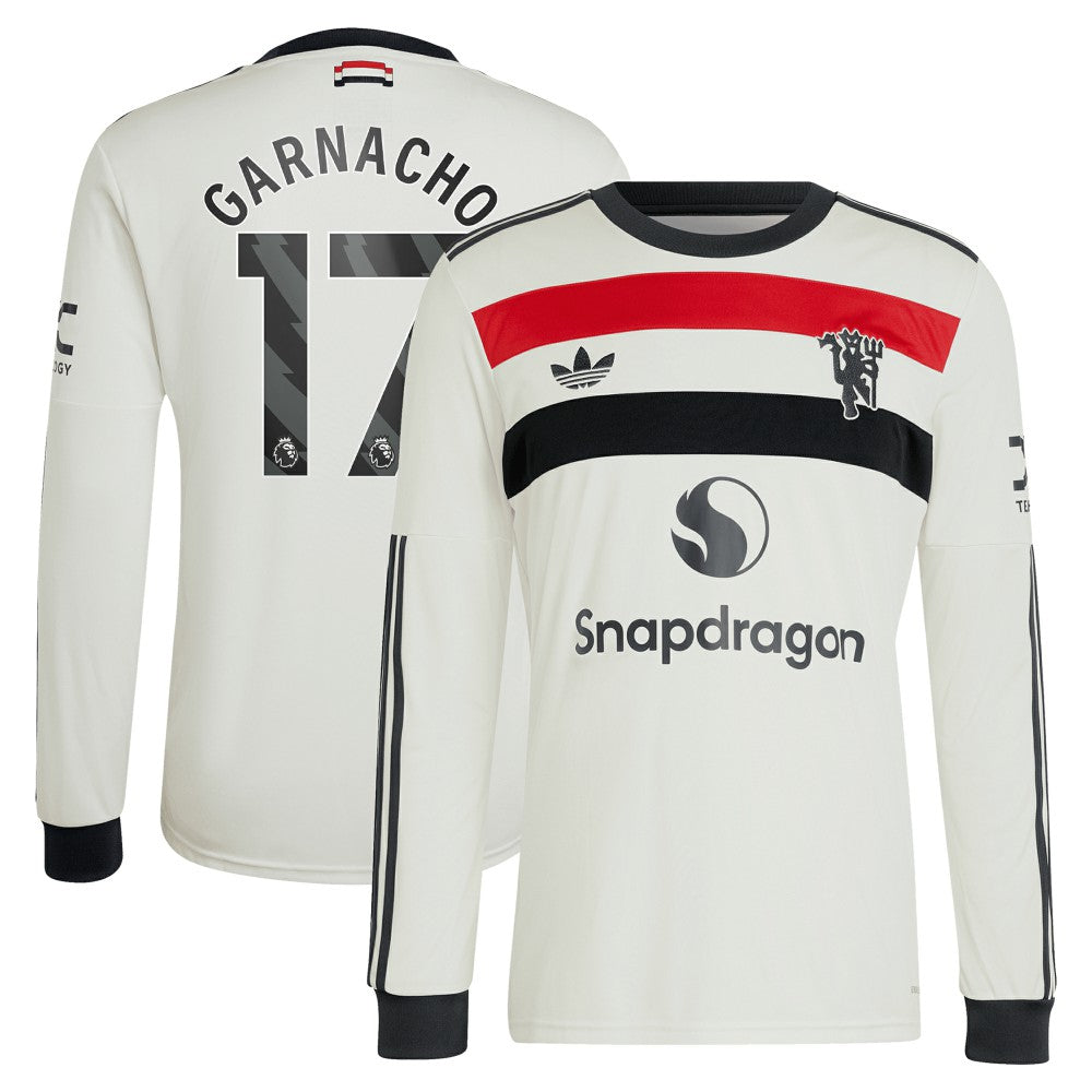 Alejandro Garnacho Manchester United Originals 2024/25 Third Replica Long Sleeve Jersey Cream | Adidas