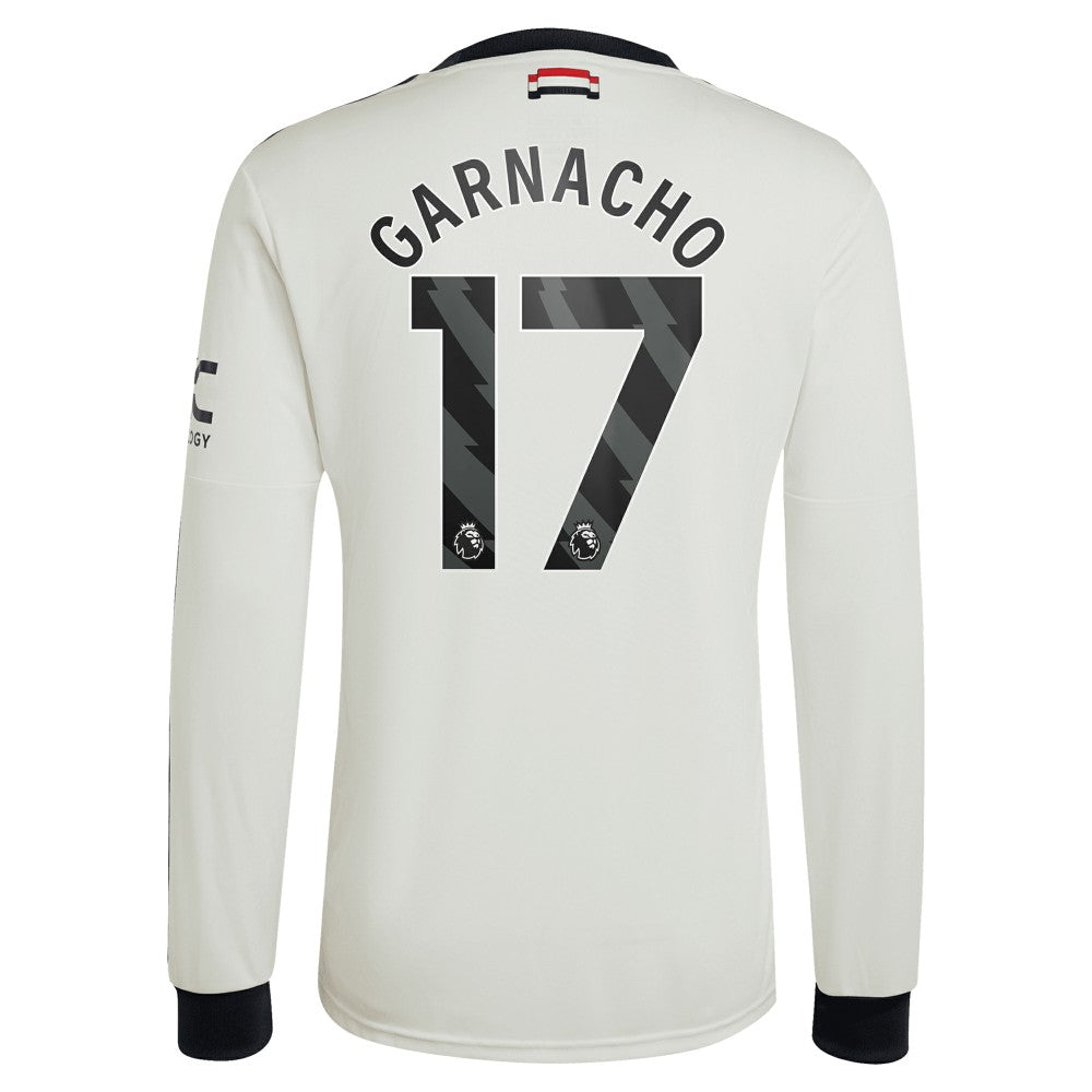 Alejandro Garnacho Manchester United Originals 2024/25 Third Replica Long Sleeve Jersey Cream | Adidas