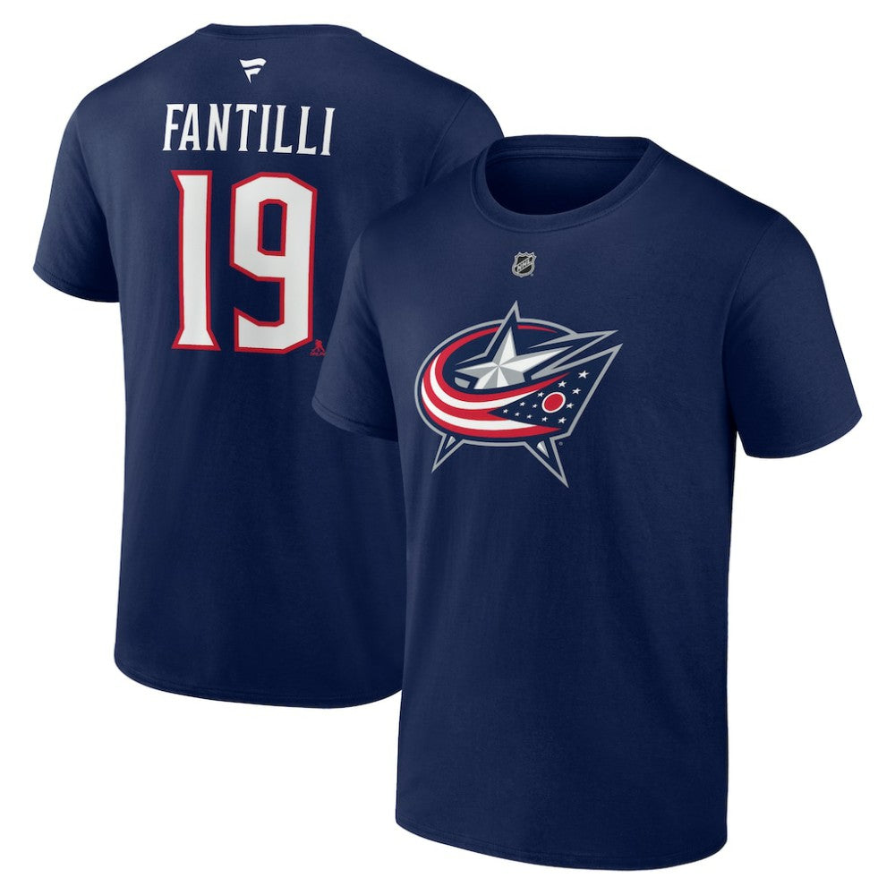 Adam Fantilli Columbus Blue Jackets Fanatics Authentic Stack Name & Number T-Shirt - Navy - NHL