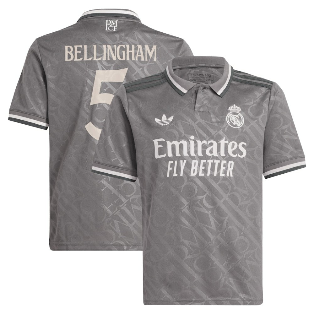 Jude Bellingham Real Madrid Originals Youth 2024/25 Third Replica Player Jersey Charcoal | Adidas