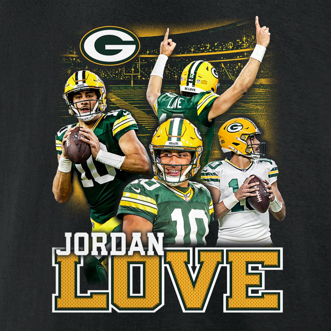 Jordan Love Green Bay Packers Notorious Player Graphic T-Shirt Black | Fanatics