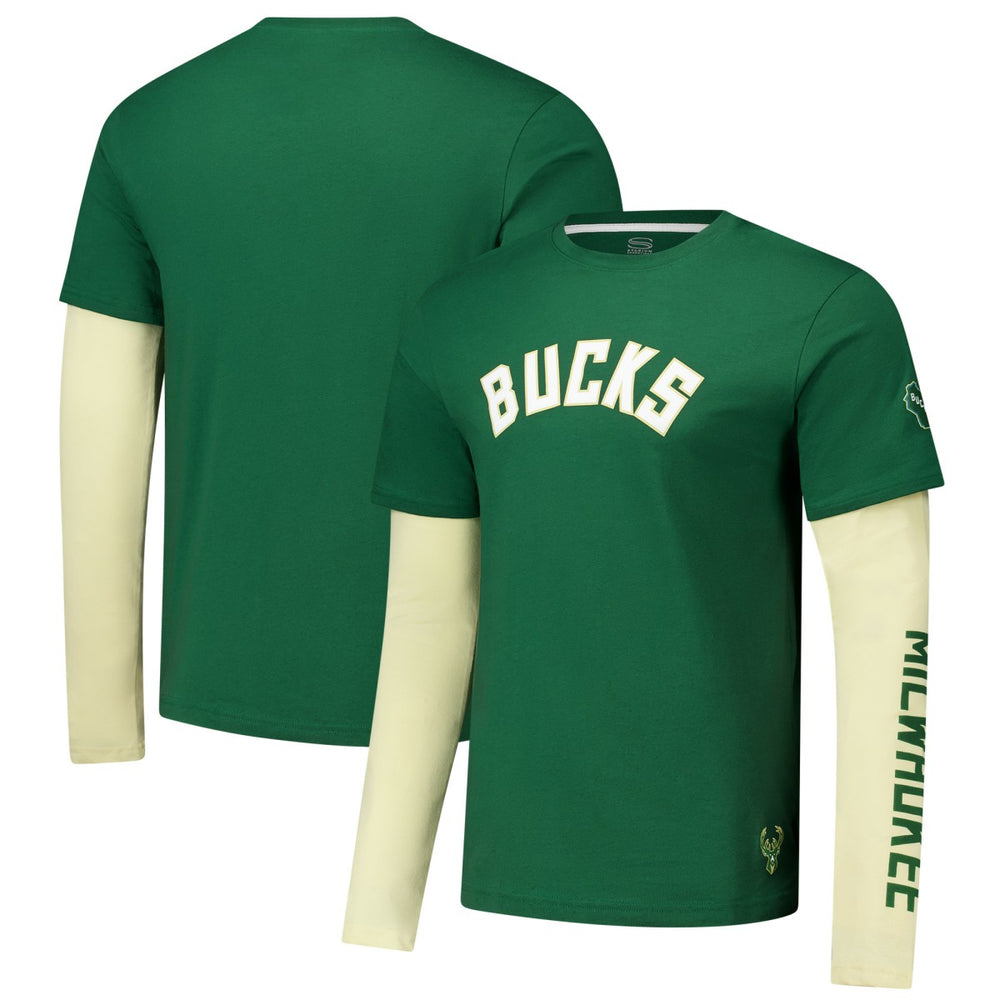 Milwaukee Bucks Stadium Essentials Unisex Spectator Twofer Long Sleeve T-Shirt Hunter Green - NBA
