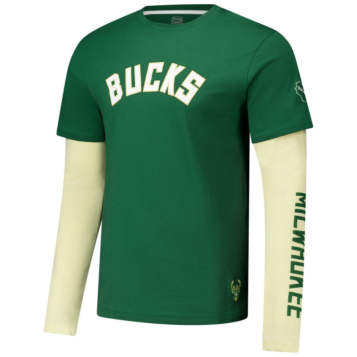 Milwaukee Bucks Stadium Essentials Unisex Spectator Twofer Long Sleeve T-Shirt Hunter Green - NBA