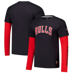 Chicago Bulls Stadium Essentials Unisex Spectator Twofer Long Sleeve T-Shirt Black - NBA