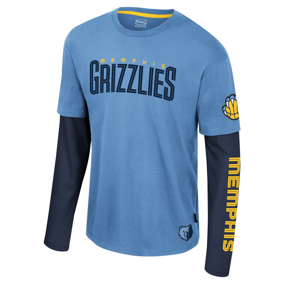 Memphis Grizzlies Stadium Essentials Unisex Spectator 2fer Long Sleeve T-Shirt Light Blue - NBA