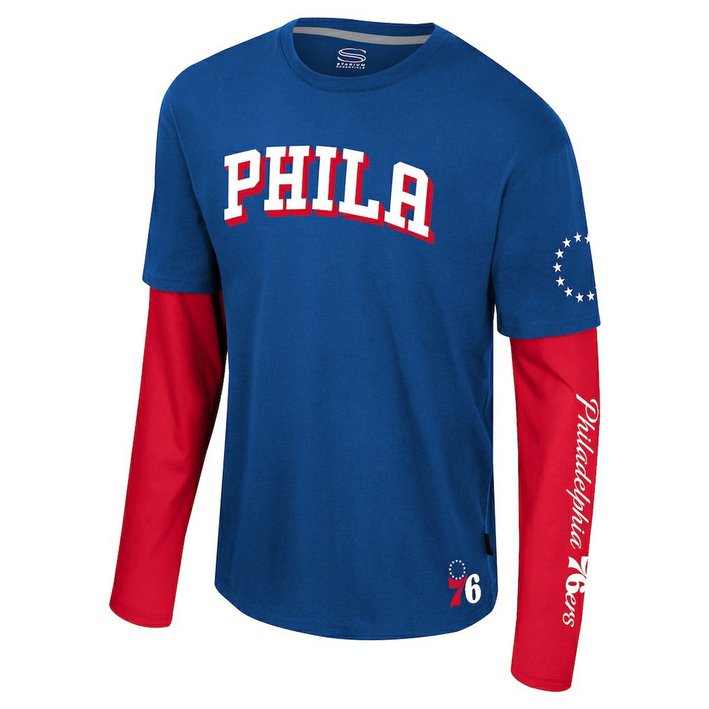 Philadelphia 76ers Stadium Essentials Unisex Spectator 2fer Long Sleeve T-Shirt Royal - NBA
