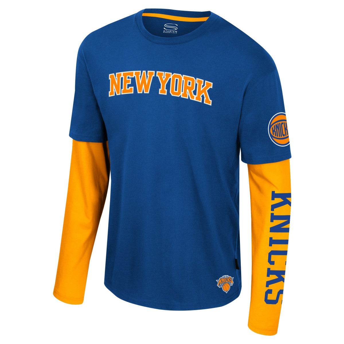 New York Knicks Stadium Essentials Unisex Spectator 2fer Long Sleeve T-Shirt Royal - NBA