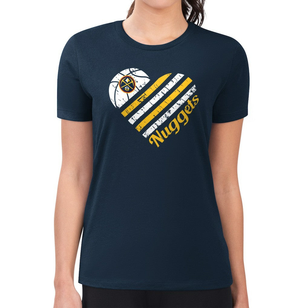 Denver Nuggets G-III 4Her by Carl Banks Women's Super-Slim Fit Lightweight Heart Team T-Shirt Navy - NBA