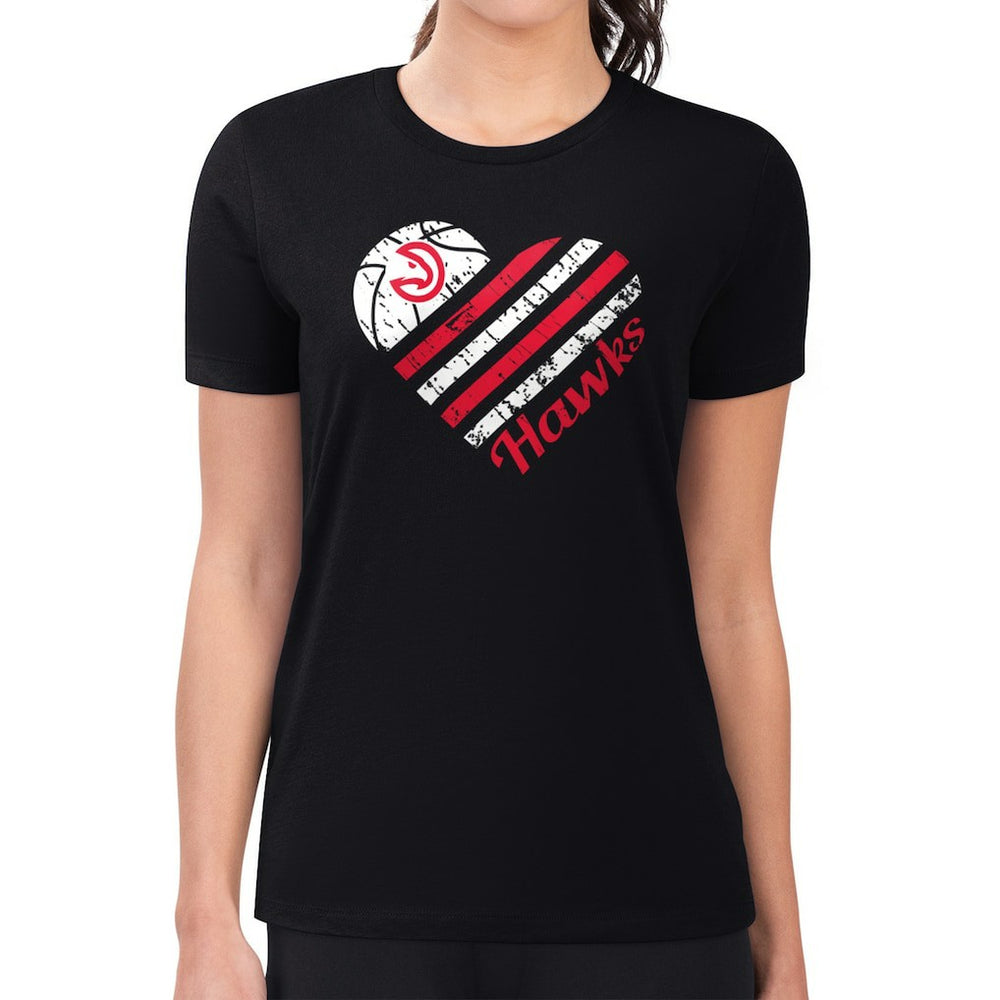 Atlanta Hawks G-III 4Her by Carl Banks Women's Super-Slim Fit Lightweight Heart Team T-Shirt Black - NBA