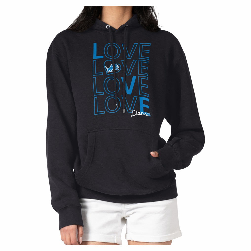 Detroit Lions G-III 4Her by Carl Banks Women's Love Team Fleece Tri-Blend Pullover Hoodie Black | NFL