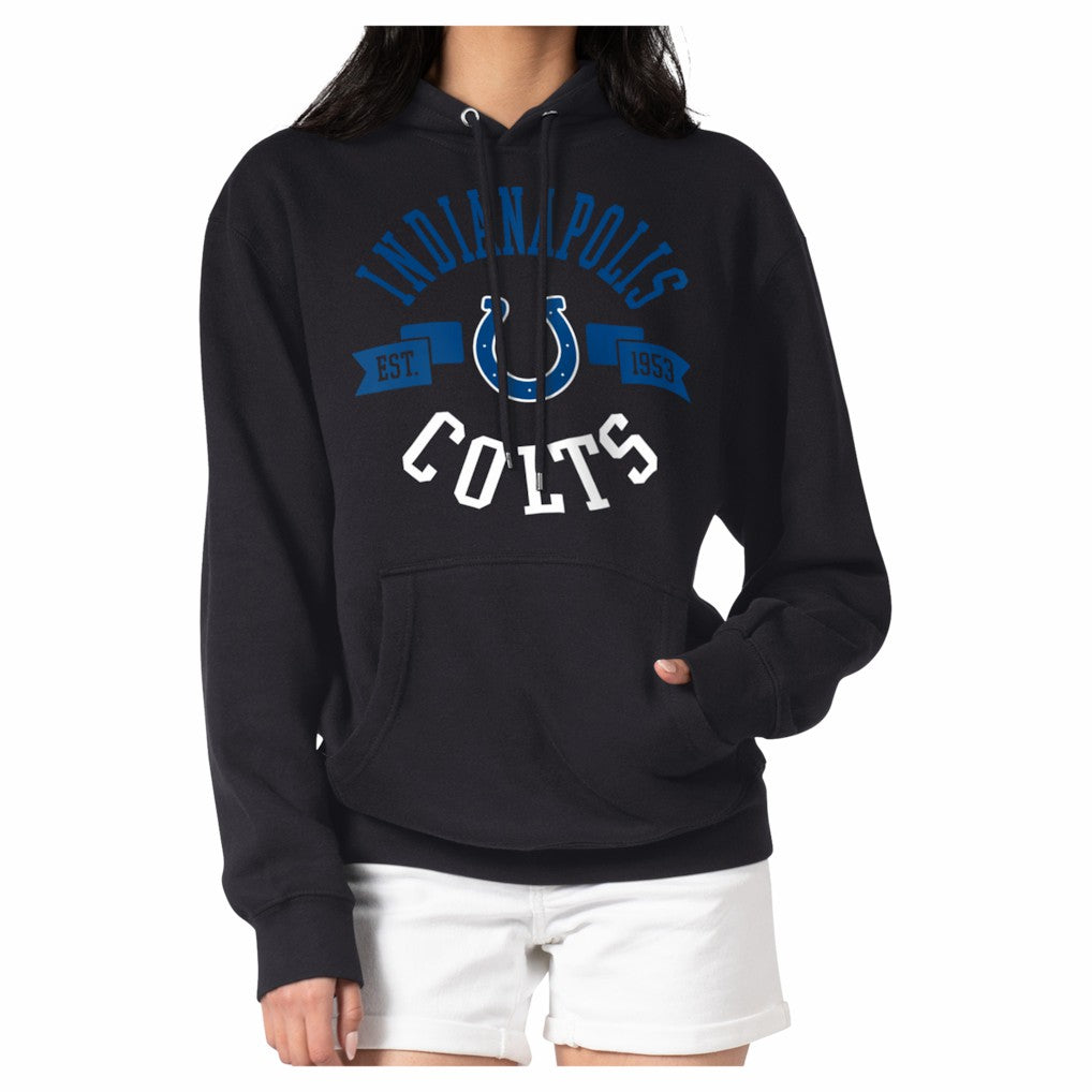 Indianapolis Colts G-III 4Her by Carl Banks Women's Round Team Logo Fleece Tri-Blend Pullover Hoodie Black | NFL