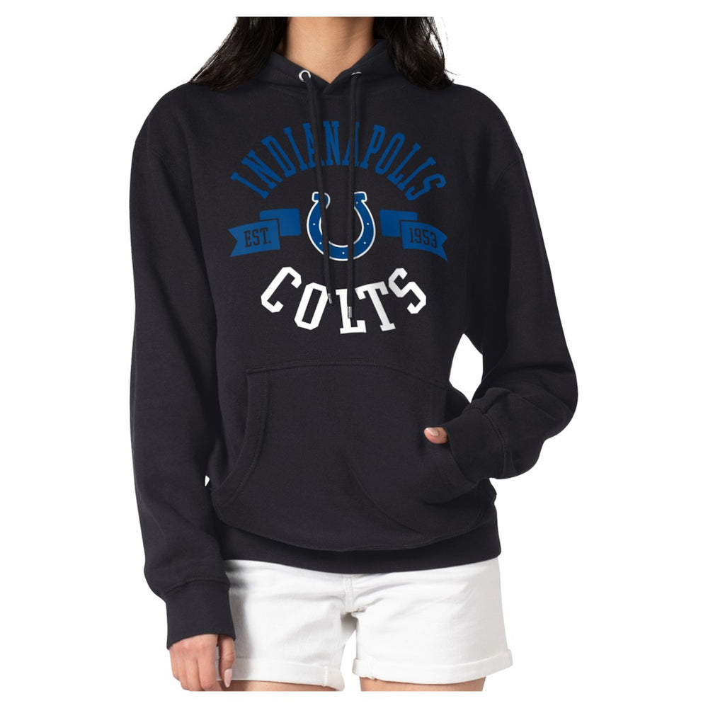 Indianapolis Colts G-III 4Her by Carl Banks Women's Round Team Logo Fleece Tri-Blend Pullover Hoodie Black | NFL