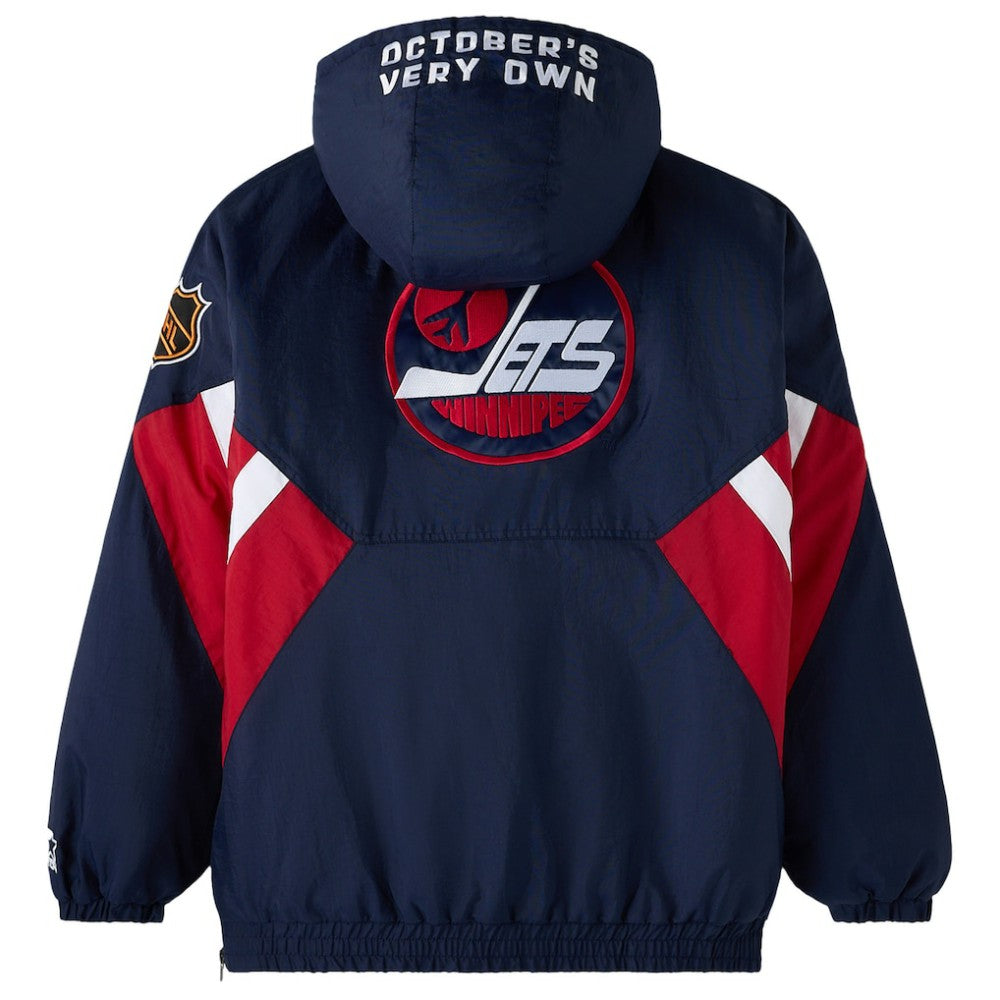 Winnipeg Jets OVO x Starter Half-Zip Hooded Jacket - Navy - NHL
