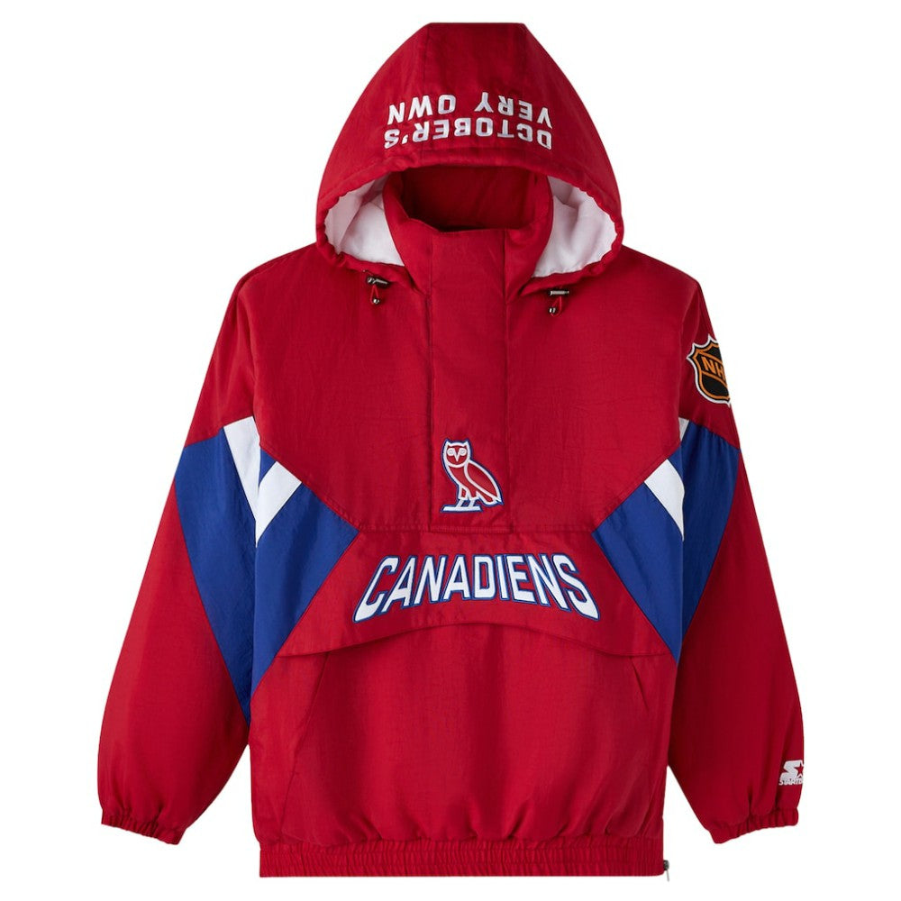 Montreal Canadiens OVO x Starter Half-Zip Hooded Jacket - Red - NHL
