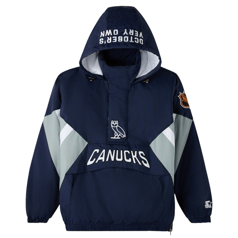 Vancouver Canucks OVO x Starter Half-Zip Hooded Jacket - Blue - NHL