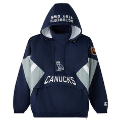 Vancouver Canucks OVO x Starter Half-Zip Hooded Jacket - Blue - NHL