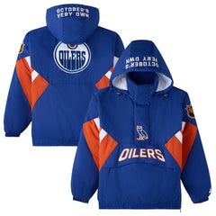 Edmonton Oilers OVO x Starter Half-Zip Hooded Jacket - Royal - NHL
