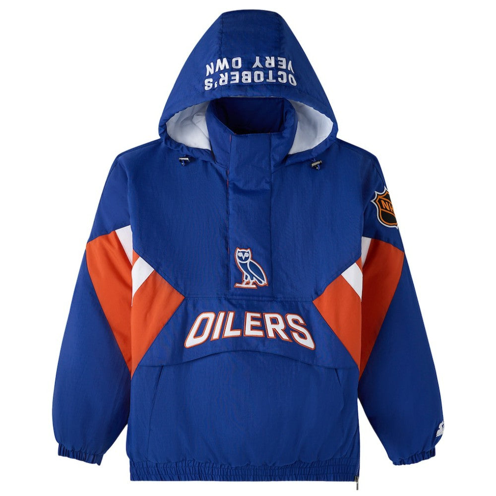 Edmonton Oilers OVO x Starter Half-Zip Hooded Jacket - Royal - NHL