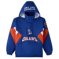 Edmonton Oilers OVO x Starter Half-Zip Hooded Jacket - Royal - NHL