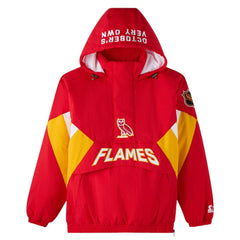 Calgary Flames OVO x Starter Half-Zip Hooded Jacket - Red - NHL