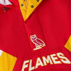 Calgary Flames OVO x Starter Half-Zip Hooded Jacket - Red - NHL