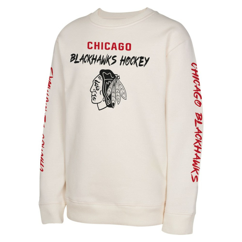 Chicago Blackhawks Youth Star Power Pullover Sweatshirt - Cream - NHL
