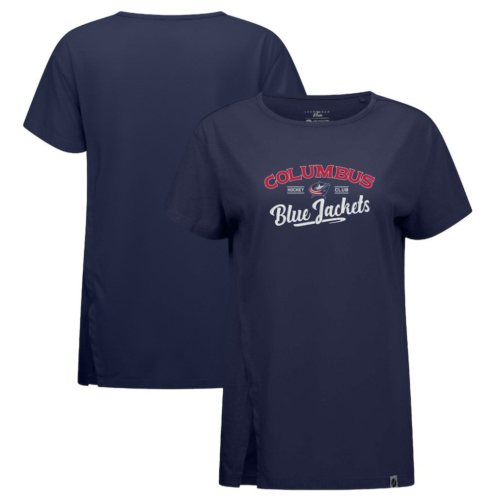 Columbus Blue Jackets Levelwear Women's Influx Ice Wall T-Shirt - Navy - NHL