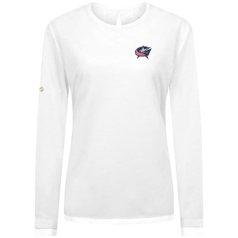 Columbus Blue Jackets Levelwear Women's Sequoia Primary Logo Long Sleeve T-Shirt - White - NHL