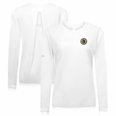 Boston Bruins Levelwear Women's Sequoia Primary Logo Long Sleeve T-Shirt - White - NHL