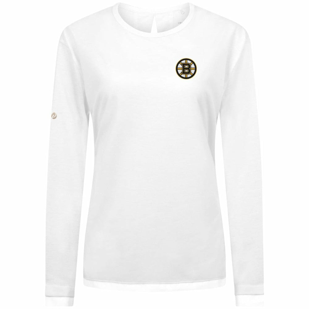 Boston Bruins Levelwear Women's Sequoia Primary Logo Long Sleeve T-Shirt - White - NHL